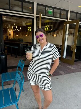 Wishlist Black and White Striped Shorts Set